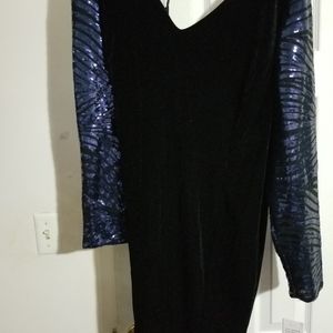 Black velvet with sequined long sleeve